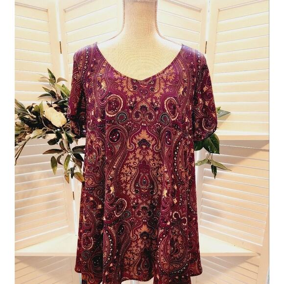 SHOW ME YOUR MUMU SHORT SLEEVE CRANBURY/PURPLE PAISLEY SIZE MED - Picture 1 of 7